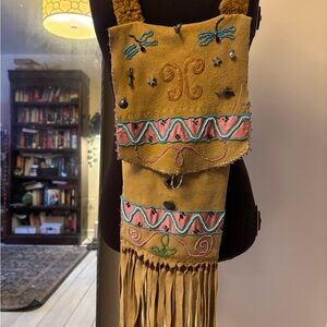 Vintage Native Embroidered Fringe Bag